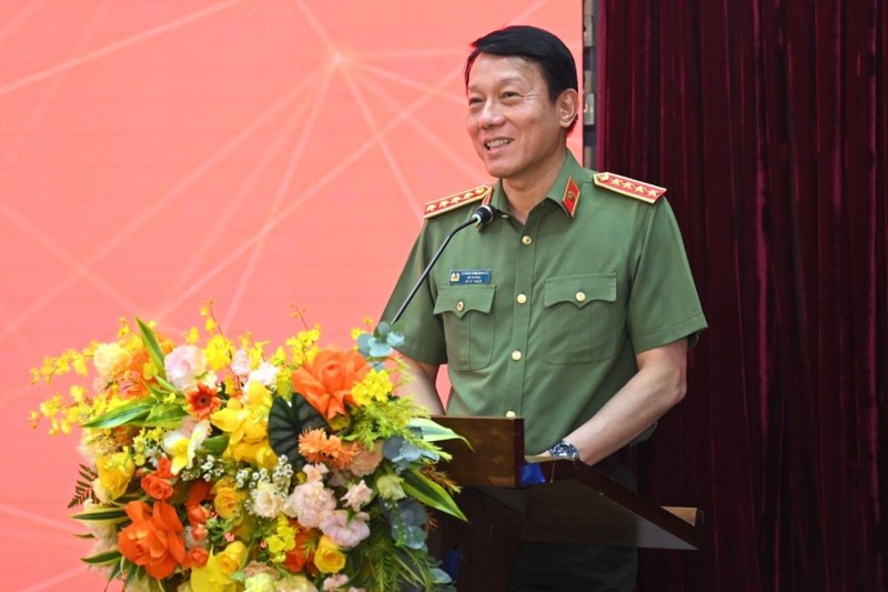 Bộ trưởng Công an Lương Tam Quang phát biểu tại buổi lễ. Ảnh: Bộ Công an Dai tuong Luong Tam Quang - Bo Cong an.jpg