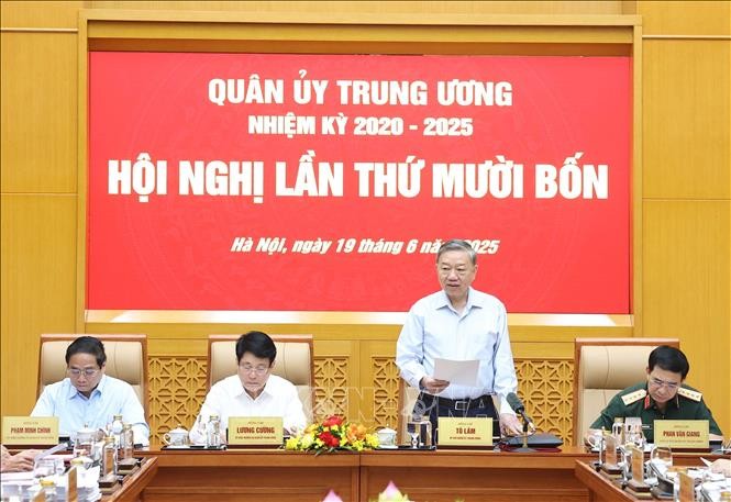 Tổng Bí thư Tô Lâm, Bí thư Quân ủy Trung ương phát biểu. Ảnh: Thống Nhất/TTXVN tong-bi-thu-to-lam-9915.jpg
