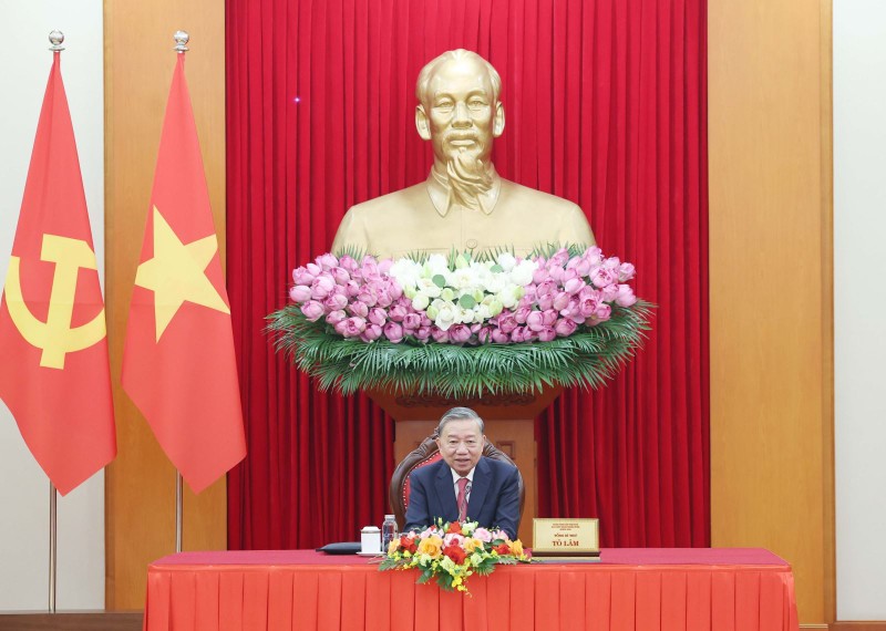 Tổng Bí thư Tô Lâm điện đàm với Tổng thống Hoa Kỳ Donald Trump. Ảnh: Thống Nhất/TTXVN tong-bi-thu-2-9565.jpg