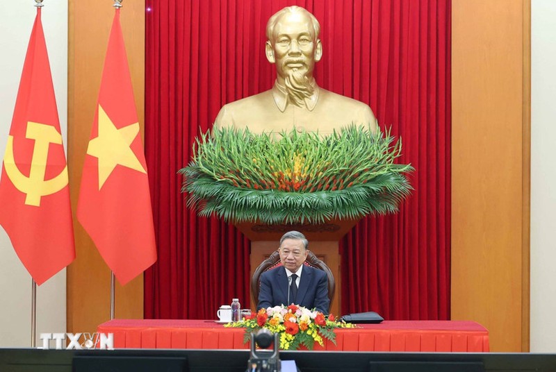 Tổng Bí thư Tô Lâm điện đàm với Chủ tịch Đảng Nhân dân Campuchia Hun Sen. (Ảnh: Thống Nhất/TTXVN) tong-bi-thu-to-lam-dien-dam-voi-chu-tich-dang-nhan-dan-campuchia-hun-sen-1408-4.jpg