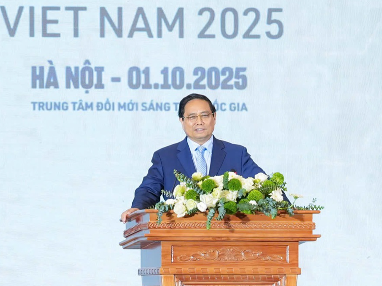 Thủ tướng Phạm Minh Chính phát biểu đáp từ. Ảnh: VGP Thủ tướng Phạm Minh Chính phát biểu đáp từ. Ảnh: VGP