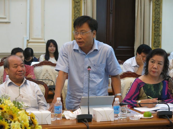 Ông Trần Ngọc Thêm tại hội thảo ngày 17-3 - Ảnh: Mai Hương Ông Trần Ngọc Thêm tại hội thảo ngày 17-3 - Ảnh: Mai Hương