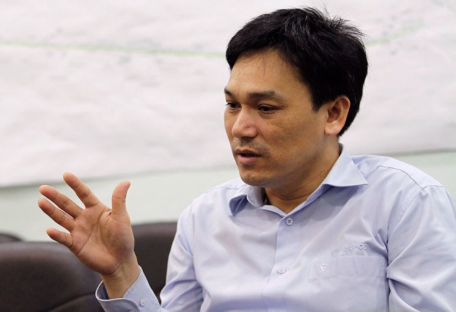 Ông Trương Quốc Dương - phó tổng giám đốc Công ty CP nước sạch Vinaconex - tự tin nói về nhà thầu Trung Quốc trúng thầu đường ống nước sông Đà giai đoạn 2 - Ảnh: Nam Trần