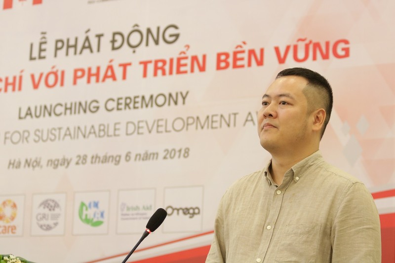 Ông Trần Nhật Minh – Viện trưởng Viện Nghiên cứu truyền thông phát triển phát biểu khai mạc lễ phát động. (Ảnh: RED)