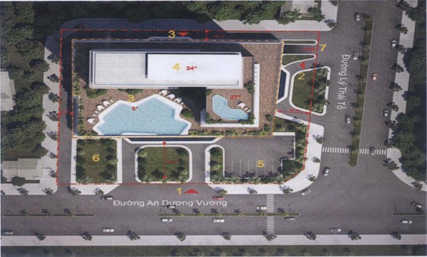 Phối cảnh mặt bằng tổng thể dự án Khu phức hợp khách sạn, thương mại và căn hộ cao cấp tại khu đất K200 (Ảnh: Binhdinhinvest.gov.vn)