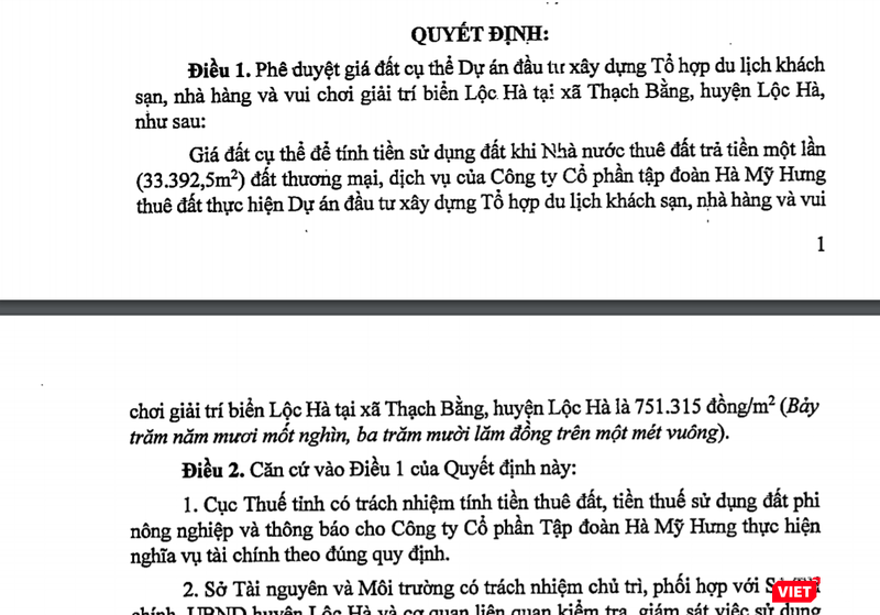 Trích Quyết định về việc phê duyệt giá đất cụ thể Dự án đầu tư xây dựng Tổ hợp du lịch khách sạn, nhà hàng và vui chơi giải trí biển Lộc Hà. Trích Quyết định về việc phê duyệt giá đất cụ thể Dự án đầu tư xây dựng Tổ hợp du lịch khách sạn, nhà hàng và vui chơi giải trí biển Lộc Hà.