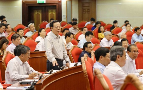 Các đại biểu làm việc tại Hội nghị Trung ương 7, khóa XII diễn ra vào tháng 5/2018. Ảnh: TTX