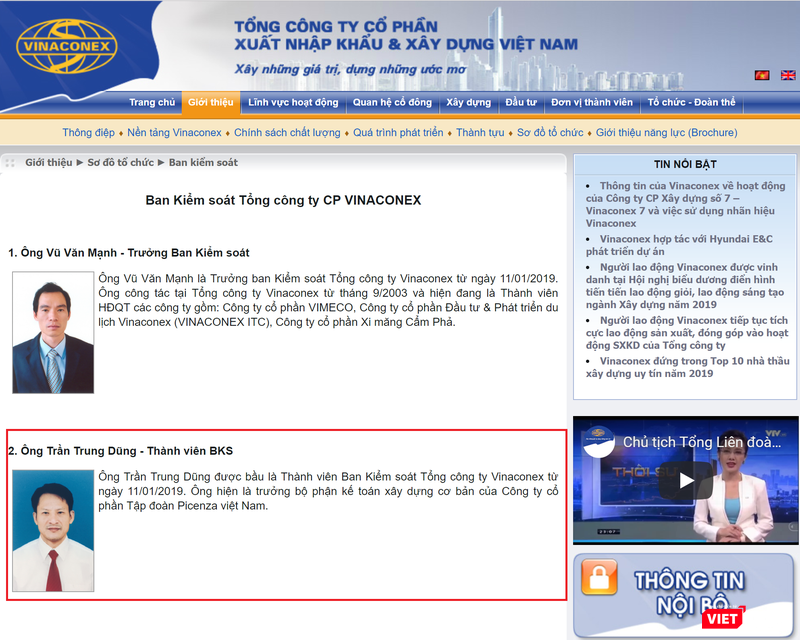 Ông Trần Trung Dũng - Thành viên BKS Vinaconex - được cho là "người của Hùng Túy".