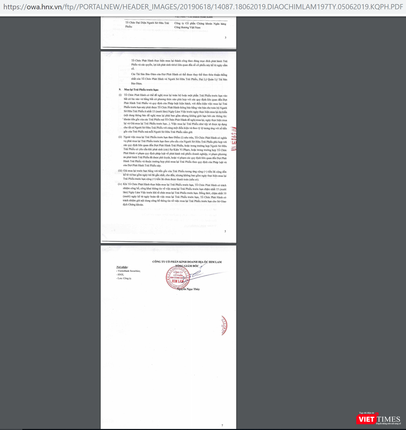 Bản công bố thông tin về đợt phát hành trái phiếu của Him Lam Land "bất ngờ" bị lạc mất 2 trang quan trọng. (ảnh chụp màn hình) Bản công bố thông tin về đợt phát hành trái phiếu của Him Lam Land "bất ngờ" bị lạc mất 2 trang quan trọng. (ảnh chụp màn hình)