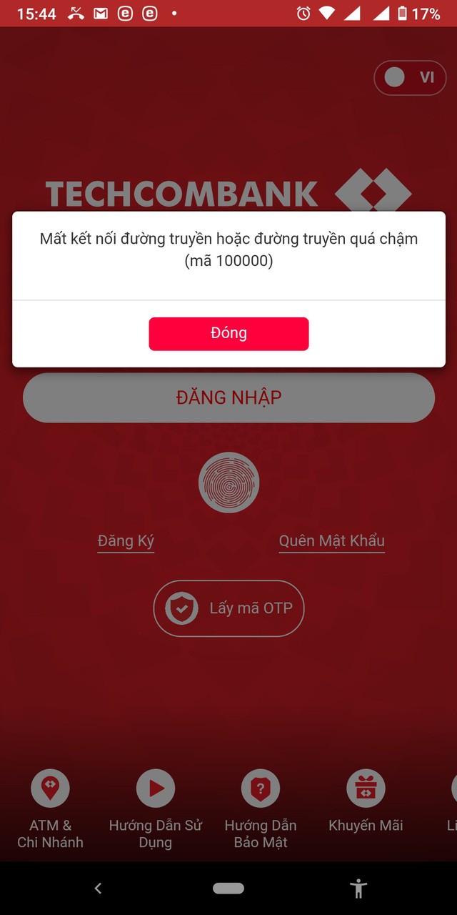 Dịch vụ ngân hàng điện tử của Techcombank lại gặp sự cố, gọi đến đường dây nóng cũng không thể kết nối - Ảnh 1. Dịch vụ ngân hàng điện tử của Techcombank lại gặp sự cố, gọi đến đường dây nóng cũng không thể kết nối - Ảnh 1.