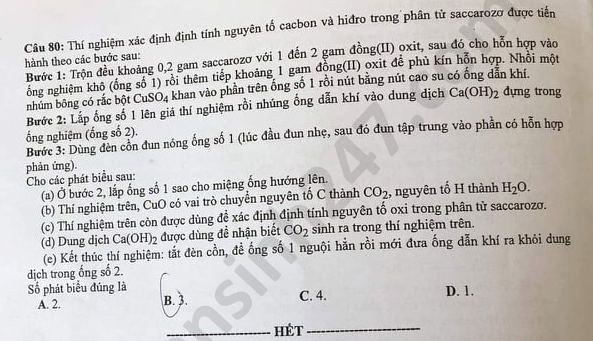 Đề thi môn Hóa học mã đề 221. Nguồn TTHN