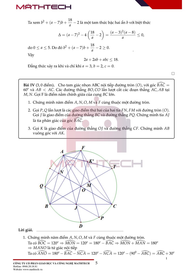 Đáp án đề thi Toán chuyên vào lớp 10 tại Hà Nội năm học 2021 ảnh 6