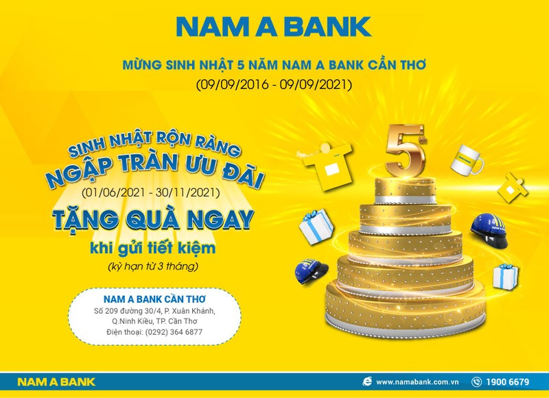 Gửi tiết kiệm nhận ngàn quà tặng hấp dẫn tại cụm Nam A Bank Cần Thơ