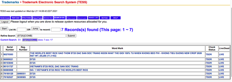 Ảnh chụp màn hình của USPTO. Ảnh chụp màn hình của USPTO.