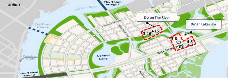 Vị trí các lô đất tại Khu đô thị mới Thủ Thiêm của CII Vị trí các lô đất tại Khu đô thị mới Thủ Thiêm của CII