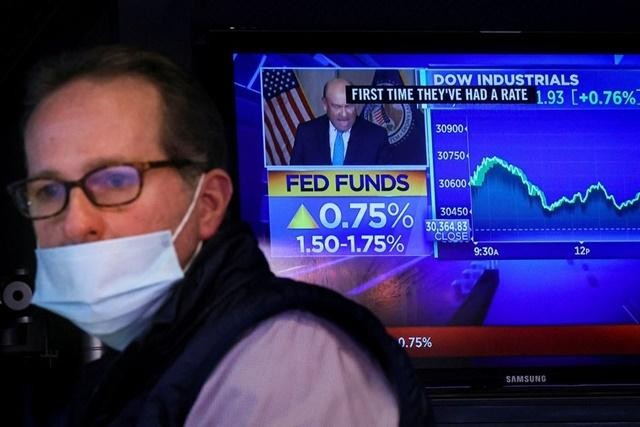 Fed tăng lãi suất thêm 0,75%. Ảnh: Reuters. Fed tăng lãi suất thêm 0,75%. Ảnh: Reuters.