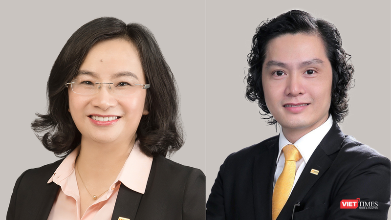 Tân Tổng giám đốc SHB Ngô Thu Hà (trái) và P.TGĐ phụ trách CNTT Lưu Danh Đức
