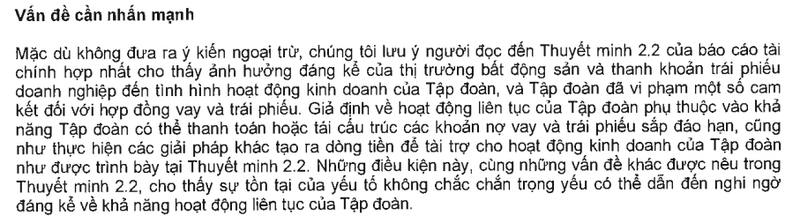 Ý kiến của kiểm toán viên về báo cáo tài chính hợp nhất của Novaland Ý kiến của kiểm toán viên về báo cáo tài chính hợp nhất của Novaland