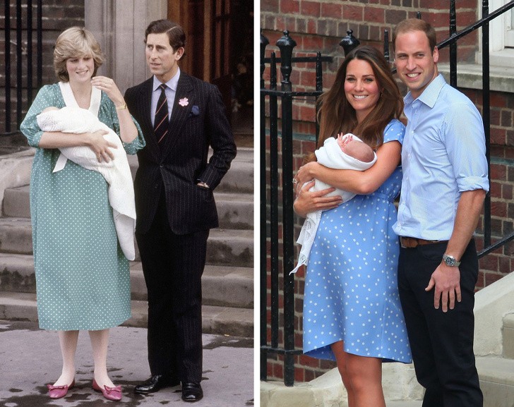 Catherine đã hai lần mặc những bộ váy khi ra viện gần giống với trang phục của Công nương Diana. Ảnh: Bright Side Catherine đã hai lần mặc những bộ váy khi ra viện gần giống với trang phục của Công nương Diana. Ảnh: Bright Side