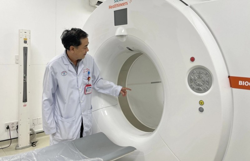 Thiết bị phục vụ chăm sóc sức khỏe bệnh nhân tại Khoa Y học hạt nhân, Bệnh viện Chợ Rẫy. Ảnh: Hà An. Y hoc hat nhan.jpg