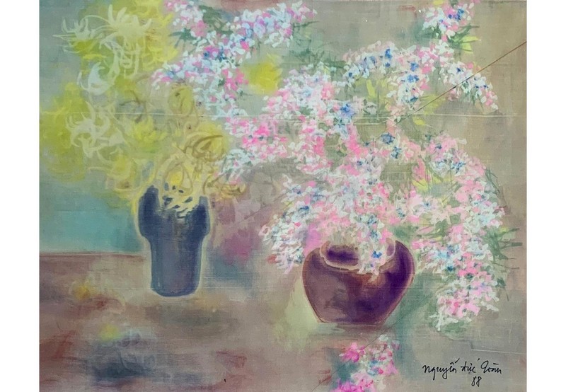 Thương nhớ mùa thu. 1988. Lụa. 39 x 48cm Thương nhớ mùa thu. 1988. Lụa. 39 x 48cm