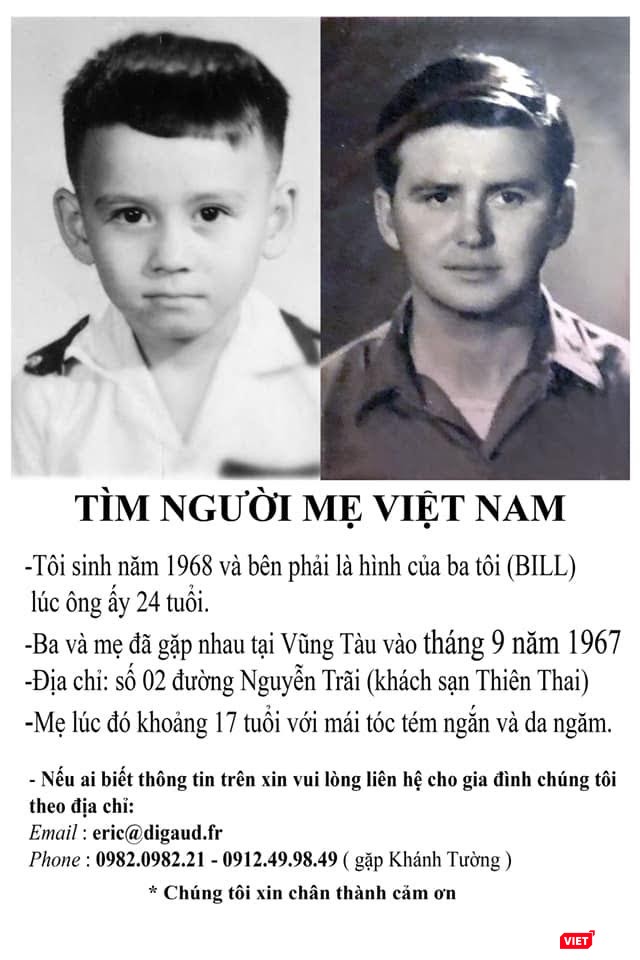 Thông báo tìm mẹ của đạo diễn Eric Digaud đăng trên nhiều diễn đàn mạng Thông báo tìm mẹ của đạo diễn Eric Digaud đăng trên nhiều diễn đàn mạng