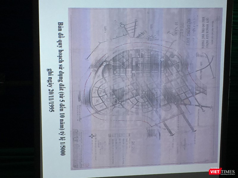 Bản đồ quy hoạch sử dụng đất (từ 5 đến 10 năm) tỷ lệ 1/5000 ghi ngày 20/11/1995 được cung cấp tại họp báo Bản đồ quy hoạch sử dụng đất (từ 5 đến 10 năm) tỷ lệ 1/5000 ghi ngày 20/11/1995 được cung cấp tại họp báo