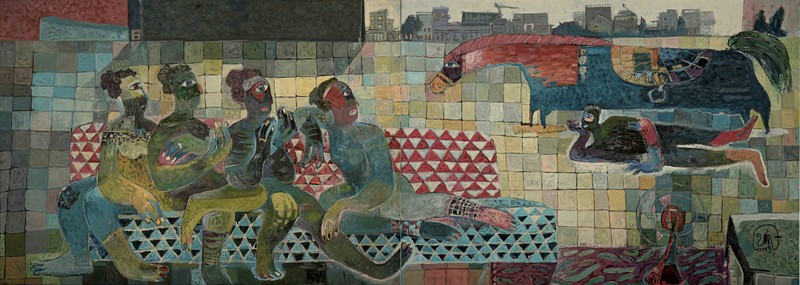 Tranh sơn dầu khổ rất lớn của Đinh Văn Sơn Tranh sơn dầu của Đinh Văn Sơn