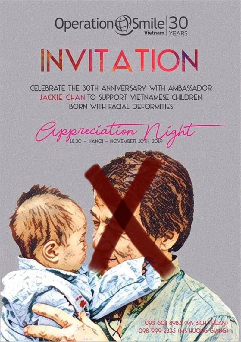 Thiệp mời của tổ chức Operation Smile đã bị cư dân mạng chế thành nhiều cách phản đối Thành Long Thiệp mời của tổ chức Operation Smile đã bị cư dân mạng chế thành nhiều cách phản đối Thành Long