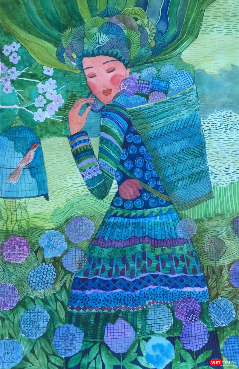 Một bức tranh khác của họa sĩ Hà Hùng Dũng bị sao chép trái phép đưa lên Áo dài Hoàng 