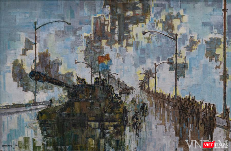 "Nắng xuân 1975" là tác phẩm sơn dầu của họa sĩ Quang Thọ "Nắng xuân 1975" là tác phẩm sơn dầu của họa sĩ Quang Thọ