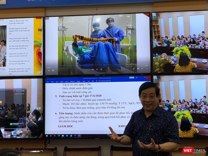 Cục trưởng Lương Ngọc Khuê tại Trung tâm hội chẩn trực tuyến Bộ Y tế sáng 17/6 (Ảnh: Thanh Hằng) 