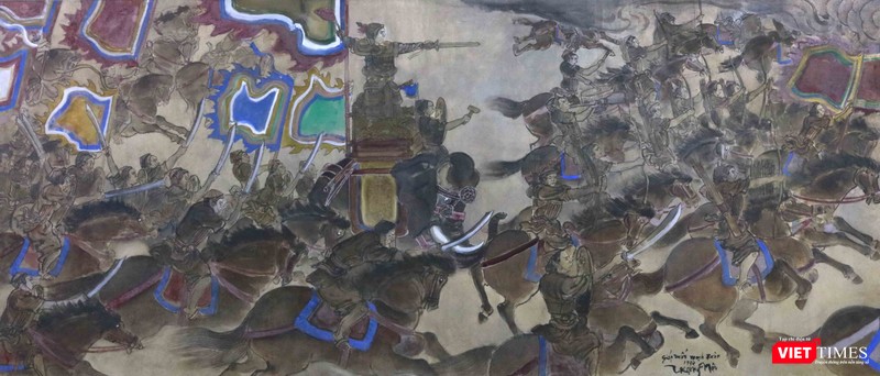 Khởi Nghĩa, Màu nước trên lụa, 77x180 cm, Trọng Nội