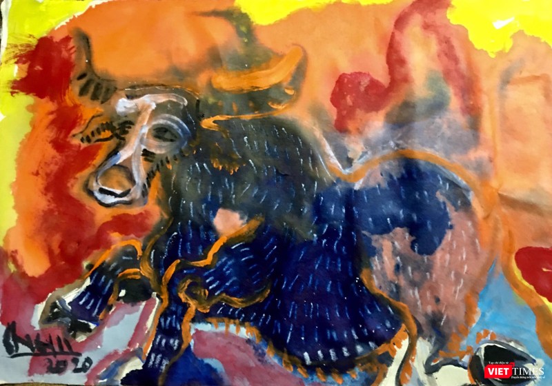 Con trâu xanh huyền thoại của hoạ sĩ Tô Chiêm Con trâu xanh huyền thoại của hoạ sĩ Tô Chiêm