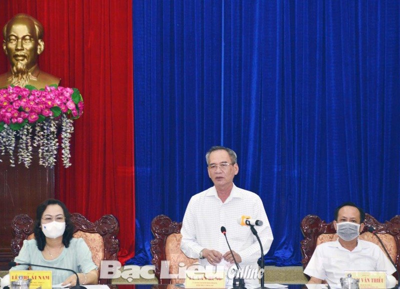 Ông Lữ Văn Hùng, Bí Thư Tỉnh ủy chỉ đạo tại cuộc họp - Ảnh: Báo Bạc Liêu