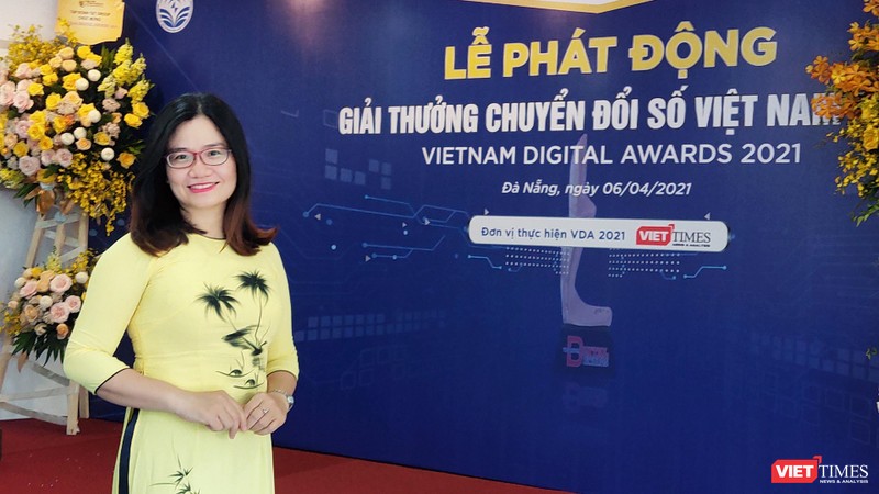 TS Nguyễn Quang Như Quỳnh - Giảng viên Khoa Khoa học Công nghệ tiên tiến - Trường Đại học Bách Khoa - Đại học Đà Nẵng tại cuộc họp báo phát động Giải thưởng chuyển đổi số Việt Nam 2021 (Ảnh: Hoà Bình) 