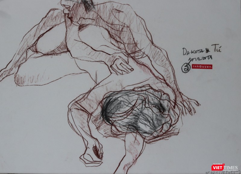 No.021 38.5x53cm.chì than màu, Nguyễn Dương Đính sáng tác năm 2018