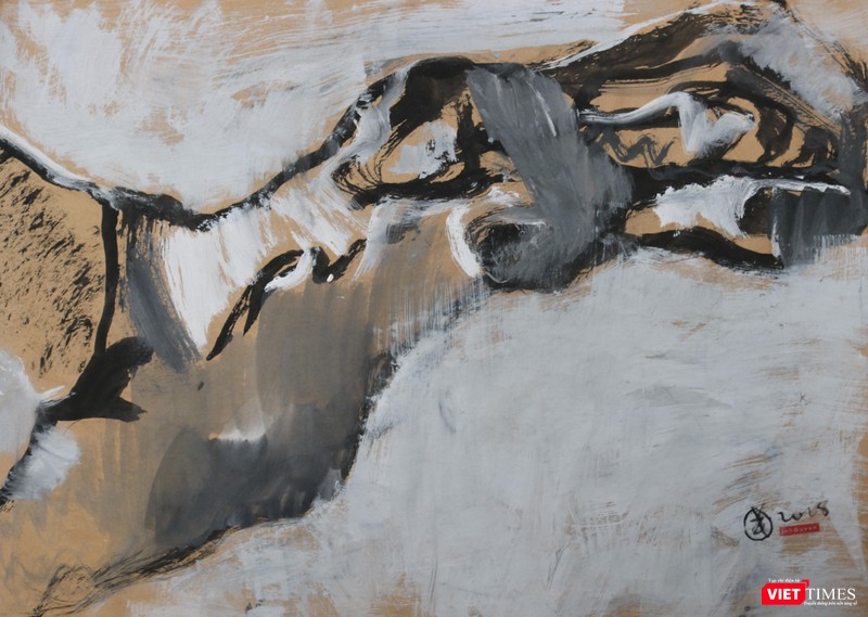 No.320 72x101cm bột màu, Nguyễn Dương Đính sáng tác 2018 (Ảnh: Hoạ sĩ cung cấp)