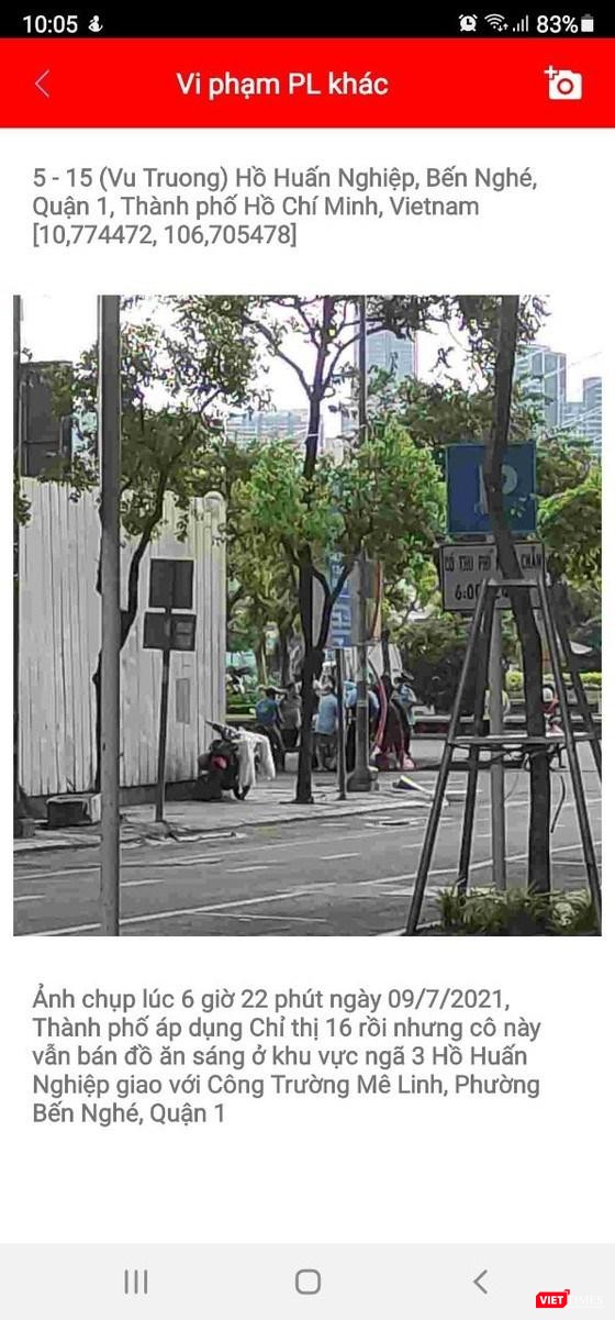 Ảnh một người dân tố cáo vi phạm quy định phòng dịch và tuân thủ Chỉ thị 16 (Nguồn: Công an TP.HCM cung cấp)