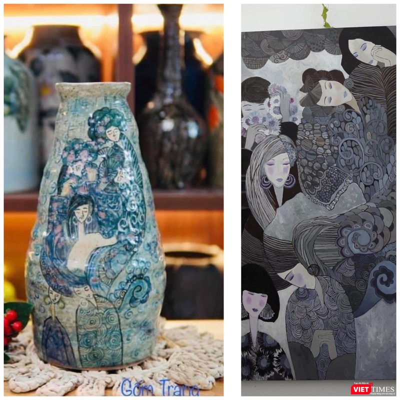 Tranh của Hà Hùng Dũng bị "đạo" lên bình gốm, bán cho nhiều người Tranh của Hà Hùng Dũng bị "đạo" lên bình gốm, bán cho nhiều người