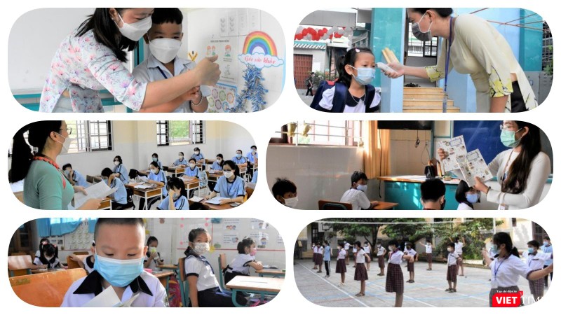 Trẻ em xã đảo Thạnh An, huyện Cần Giờ hào hứng trở lại trường. Ảnh: Hoà Bình ghép Trẻ em xã đảo Thạnh An, huyện Cần Giờ hào hứng trở lại trường. Ảnh: Hoà Bình ghép