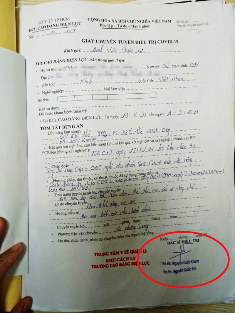 Giấy chuyển tuyến có bút phê và chữ ký của Khiêm. Ảnh: Báo Pháp luật TP.HCM Giấy chuyển tuyến có bút phê và chữ ký của Khiêm. Ảnh: Báo Pháp luật TP.HCM