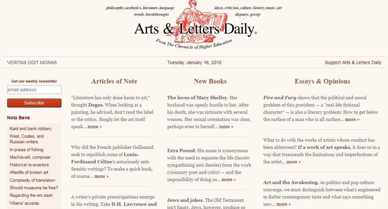 Giao diện trang web Art and Letters Daily (Ảnh chụp màn hình) Giao diện trang web Art and Letters Daily (Ảnh chụp màn hình)