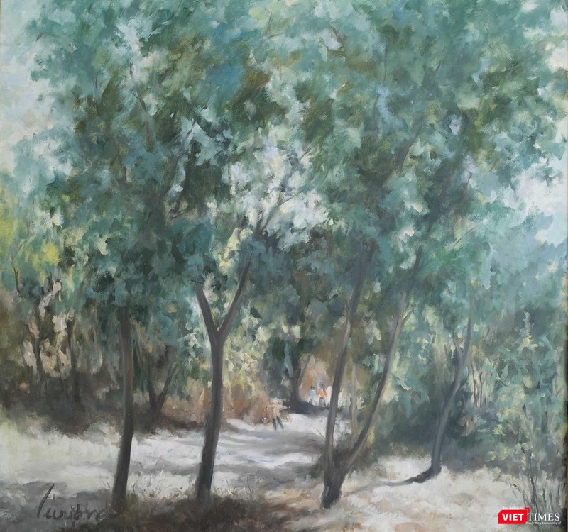 Lê Vượng, đường làng, sơn dầu, 120x120 cm, 1999