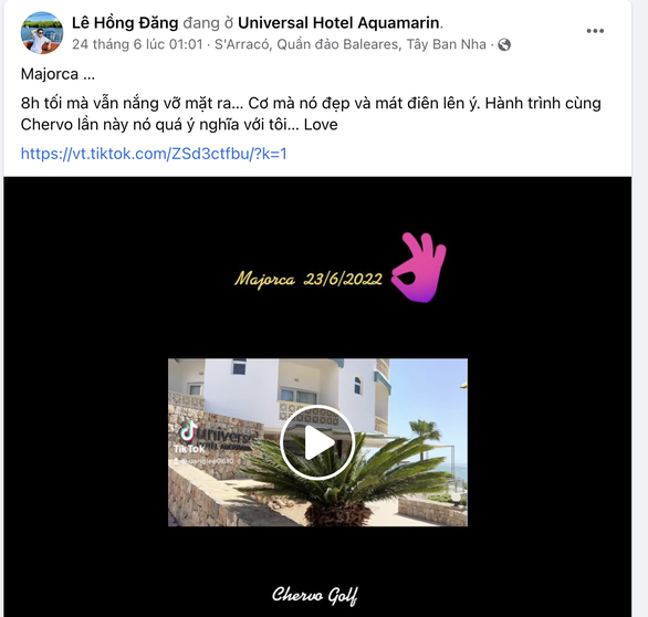 Hình chụp trang facebook của diễn viên Hồng Đăng Hình chụp trang facebook của diễn viên Hồng Đăng