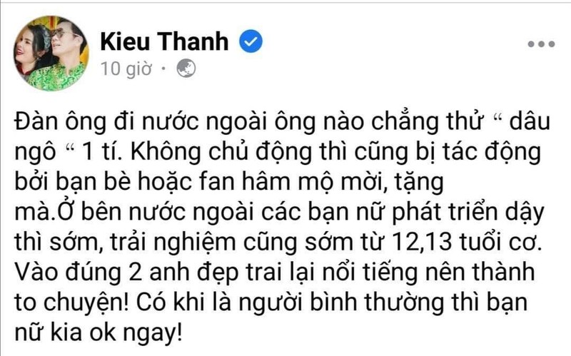 Nguyên văn status đã post và lập tức &quot;gây bão&quot; trên trang của Kiều Thanh