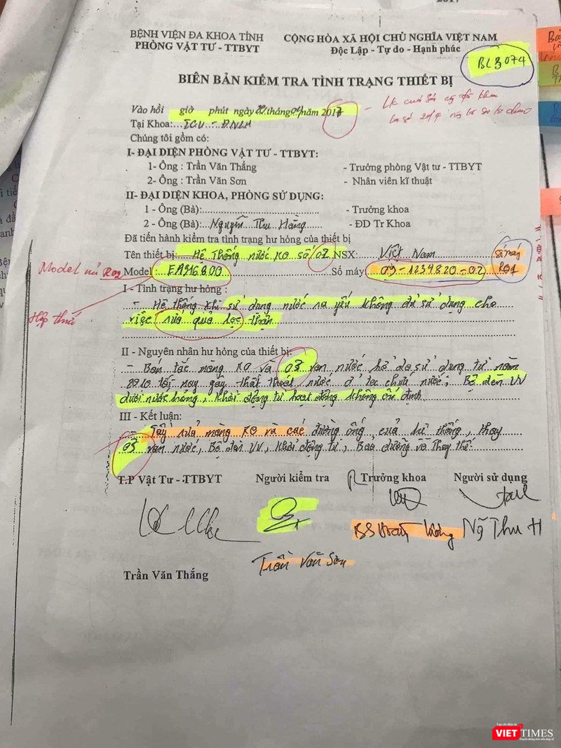Biên bản kiểm tra tình trạng thiết bị có dấu hiệu sửa chữa, không đủ tin cậy. Biên bản kiểm tra tình trạng thiết bị có dấu hiệu sửa chữa, không đủ tin cậy.