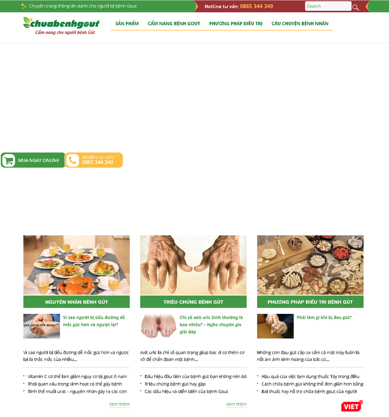 Trang web có địa chỉ chuabenhgout.net bị Cục An toàn thực phẩm tuýt còi do có quảng cáo thực phẩm chức năng vi phạm quy định.