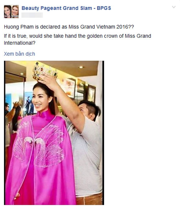 Nghi vấn Phạm Hương tiếp tục thi Hoa hậu Hòa bình Quốc tế 2016 ảnh 3
