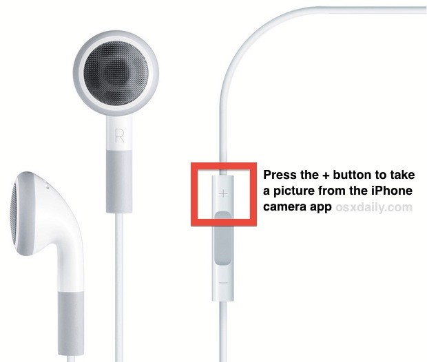 Bạn hoàn toàn có thể nhấn phím "+" trên tai nghe iPhone để chụp ảnh.
